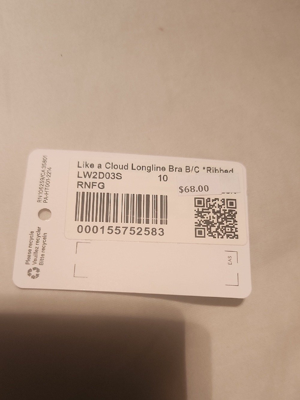 Lululemon Like a Cloud Longline Bra B/C *ribbed Rainforest Green 10 - Picture 5 of 5